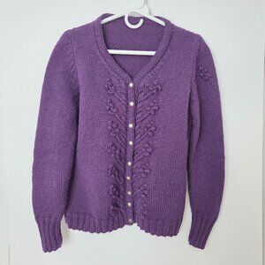 VTG Hand-Knit Style Bobble Sweater Chunky Artisanal Cottage Core Women M